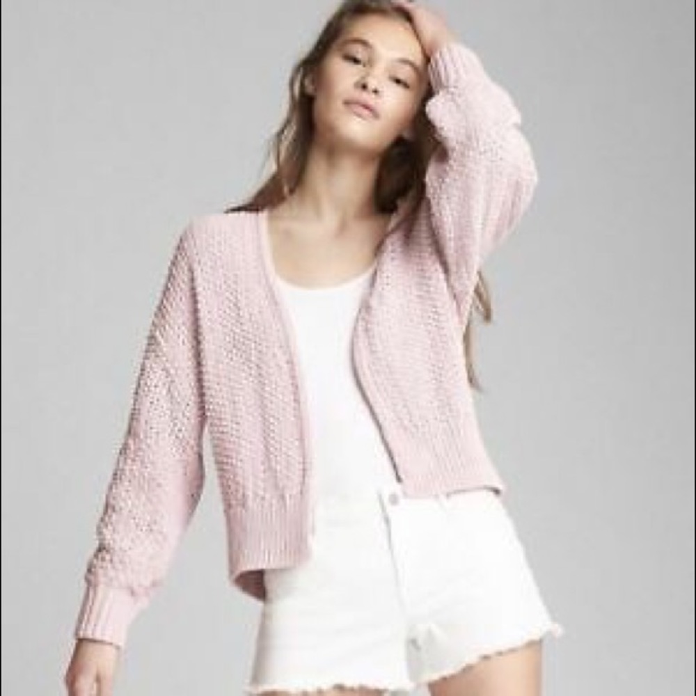 NWOT GAP Balloon Sleeve Pink Cardigan